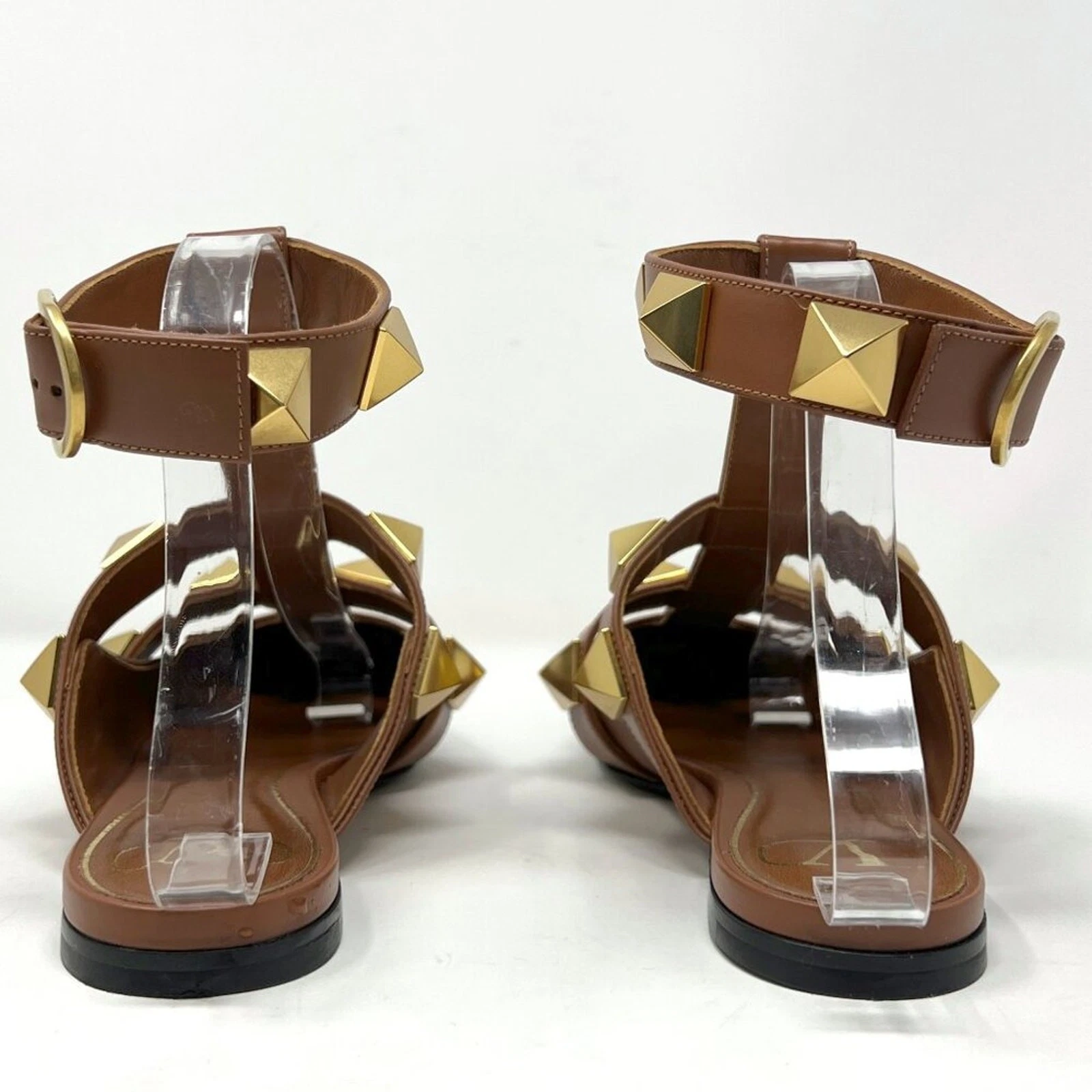 Ballerine gladiatore Valentino Garavani romane borchie in pelle marrone taglia 38