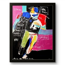 Aleph Original Art Football 14x11 Colorful Modern Art Acrylic Painting Canvas