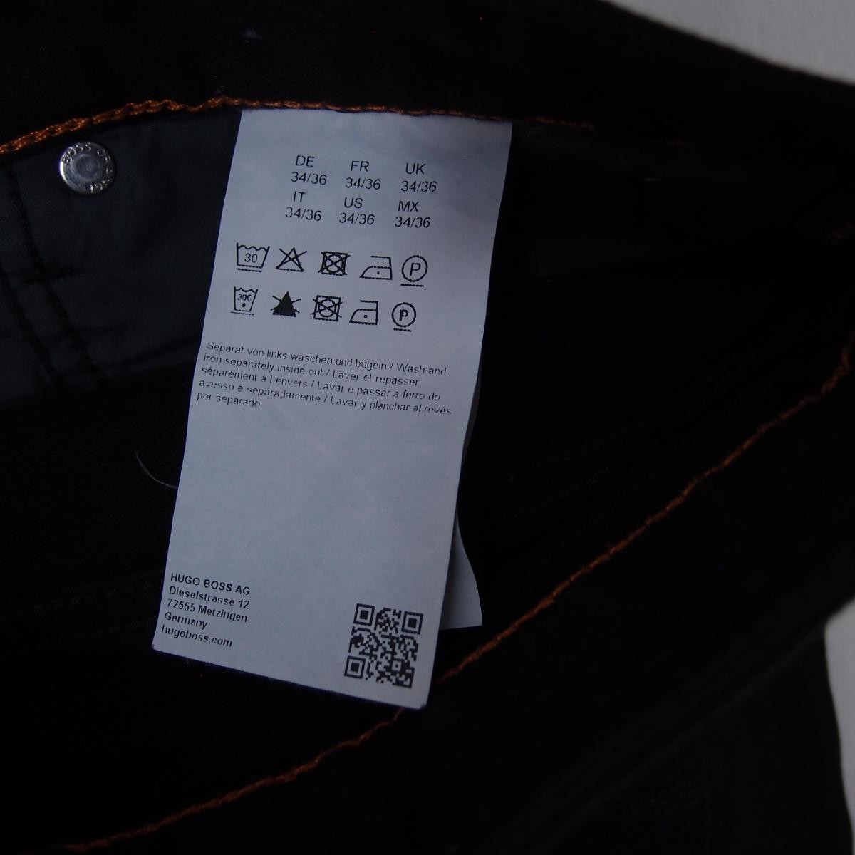 Mens HUGO BOSS ORANGE 24 Stretch Slim Straight Black Jeans W33 L36 thumbnail 5