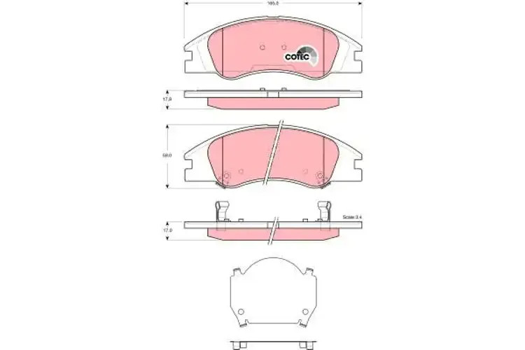 Brake pads GDB3367 TRW for KIA CERATO I Saloon CERATO I Hatchback