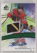 2020 SP Game Used Authentic Rookies Green 23/35 Nicolas Beaudin Patch Auto 07gp