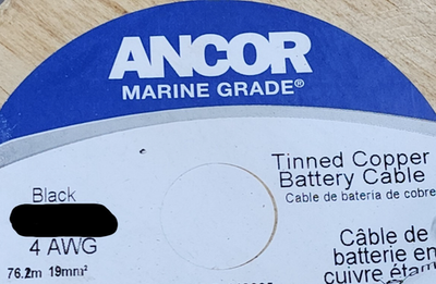 #ad Ancor #4awg Marine Grade Tinned Copper Boat Cable BC 5W2 UL 1426 Black 10ft $34.99