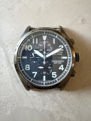 CITIZEN B612 S077621 Eco Drive Working Chronograph Rare Pilot