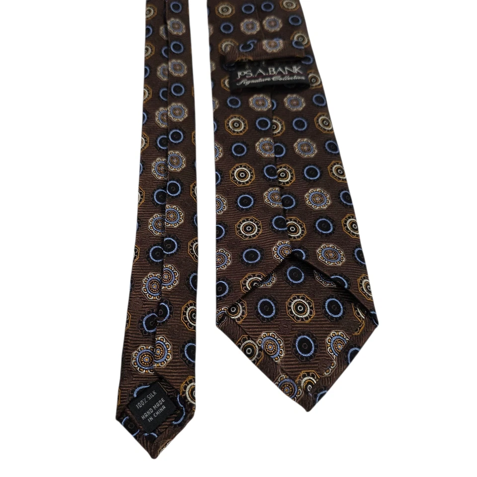Corbata Jos A Bank Signature Collection para hombre 7 pliegues marrón floral bordada Foto 4 de 4