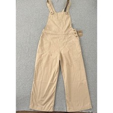 Patagonia Stand Up Cropped Overalls Womens 12 Pelican Tan Organic Cotton New