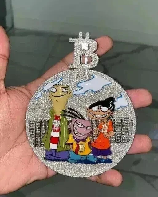 Colgante para hombre enchapado en oro blanco de 14k 5 quilates corte redondo esmalte moissanita disco encanto Foto 4 de 4