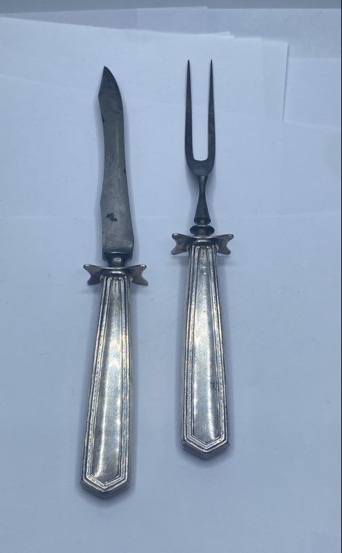 Wallace Sterling Silver Handle 2pc Carving Set Stainless Steel Blade & Fork