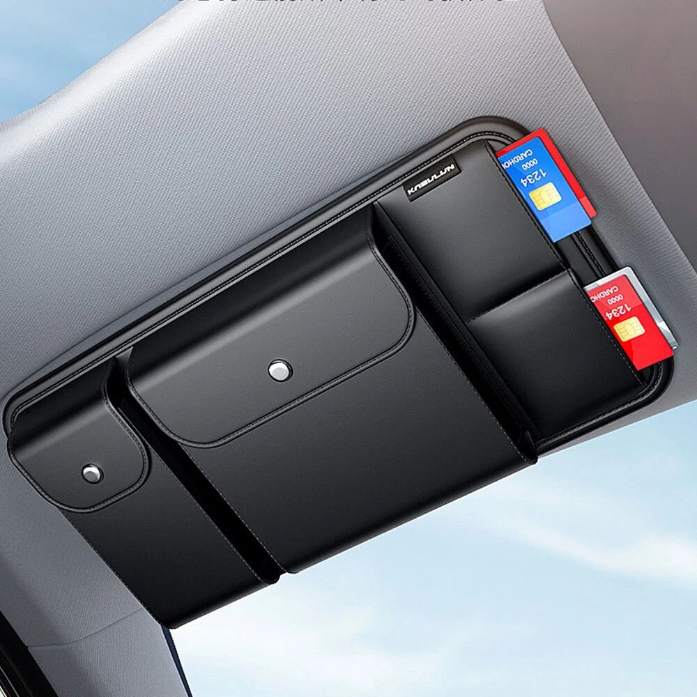 1× Car Sun Visor Sunglasses Glasses Holder Card Ticket Storage Bag Accessories $