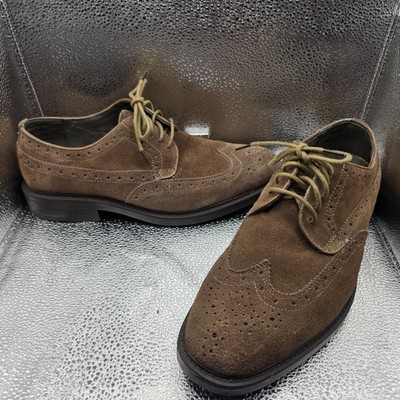 JOSEPH ABBOUD Men's Wingtip Oxford Shoes Brown Suede Size 10.5D Lace-Up Dress