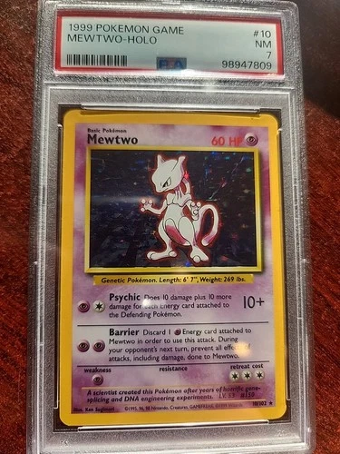 Mewtwo Base Set Holo Pokemon Card WOTC Near Mint PSA 7