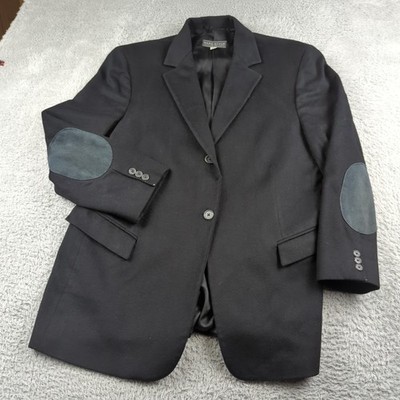 Mark Shale Loro Piana Blazer Womens 14 Black 100% Cashmere Damaged Elbow Jacket