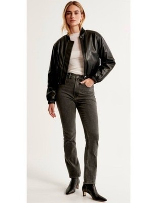 Abercrombie & Fitch The Slim Straight Ultra High Rise Jeans Charcoal Denim 28