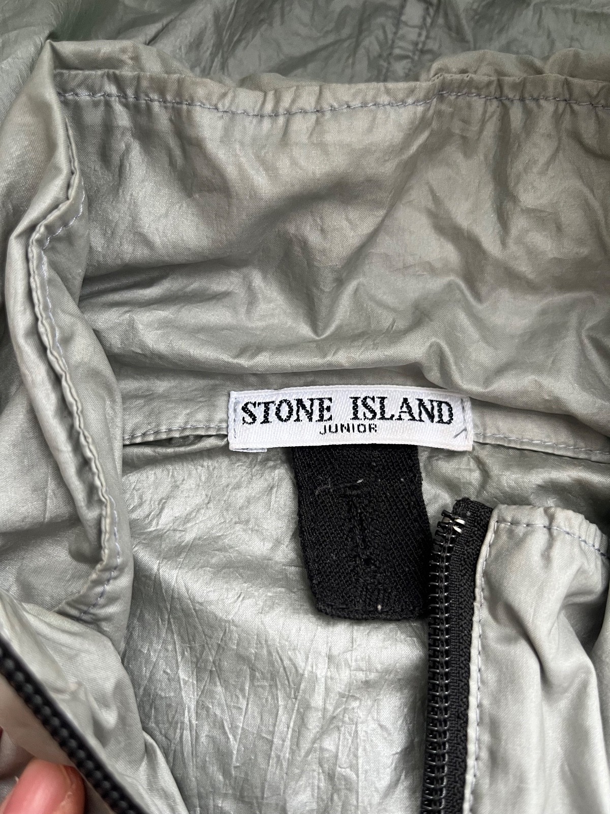 Stone Island Vintage Boys Jacket Size 12 / 152 Very Rare Silver Hooded Windbreak image 7