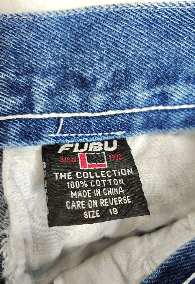 Jeans cargo vintage FUBU holgados pierna ancha juvenil talla 18 hip hop Y2K años 90 (28x30) Foto 4 de 4