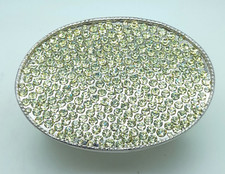 Handmade chunky modern style oval shape with clear Rhinestone Belt Buckle