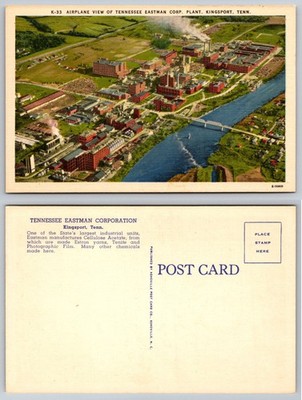 Kingsport TN Tennessee Eastman Corp Plant Aerial View Postcard Vintage