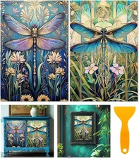 6 Sheets Dragonflies Rub on Transfers for Furniture Vintage Floral Rub on Transf