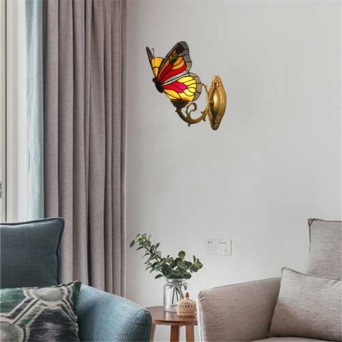 Mission Stained Glass Wall Chandelier Light Victorian Accent Wall Sconce 12" - Picture 8 of 8