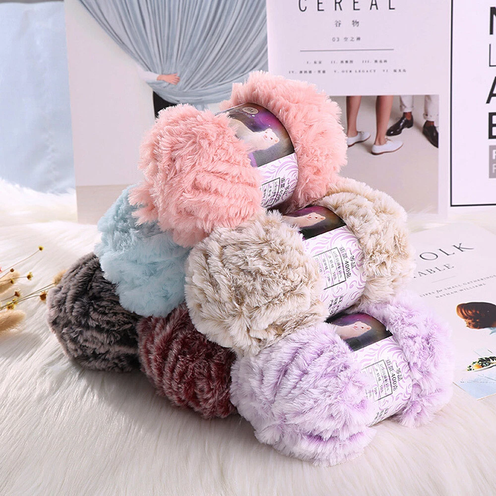 Faux Mink Wool Thick Yarn Crochet Hand Knitted Plush Scarves Blankets Supplies