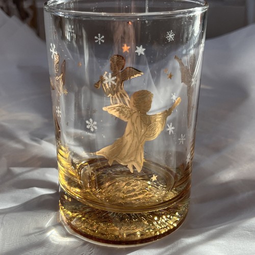 Vintage Culver Clear Gold Angels/Stars Snowflakes Iridescent Bottom Glasses - 6 - Picture 15 of 16