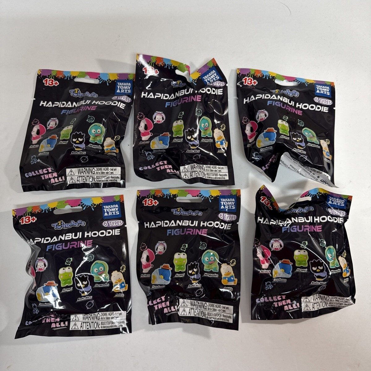Twinchees Hapidanbui Hoodie Figurine : Lot of 6 Sealed Packs HELLO