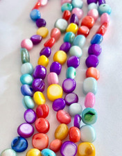 7mm 8mm Assorted Multicolor Dyed Mother of Pearl Shell Loose Nugget Bead Strand