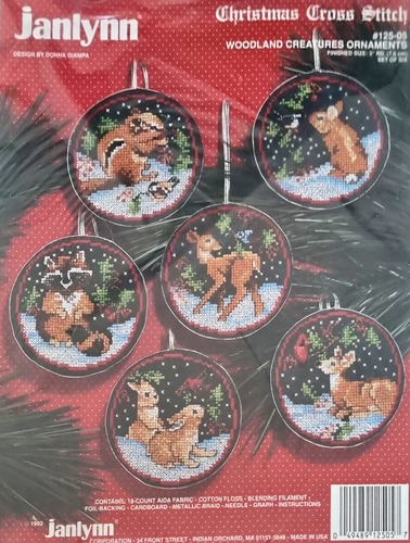 Janlynn WOODLAND CREATURES ORNAMENTS Counted Cross Stitch Kit Christmas RARE - Picture 2 of 3