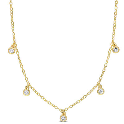 Created Forever gelb plattiert Silber 1/6 ct TGW Lab Created Diamant Collier