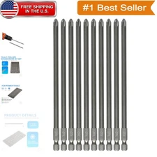 High Precision 10-Piece Magnetic Phillips Screwdriver Bit Set - 6 Inch S2 Steel