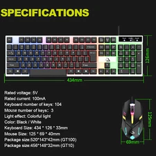 Wired Gaming Keyboard and Mouse Kit Backlit Mechanical for Computer Desktop