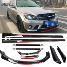 Gloss Black Strut Rod Front Bumper Lip Spoiler Splitter For Mercedes-Benz L