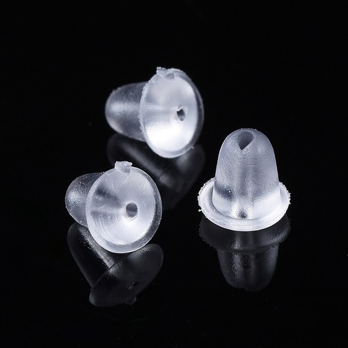 200x Pendientes de Seguridad de Goma de Garganta Transparente Suave Hágalo usted mismo Hallazgos - Imagen 4 de 5