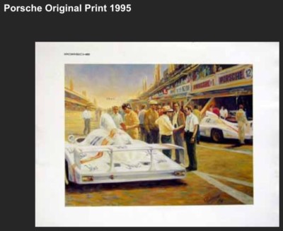 Porsche Original 1995 Porsche Racing Event Art: Andre Sokolov.Rare CarPoster