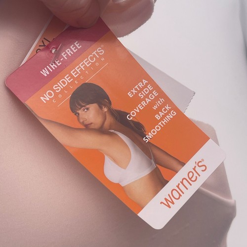Warner's 3X Bra No Side Effects Underarm Back Smoothing Comfort Wireless Pink T7 - Picture 5 of 9
