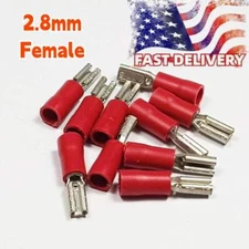 2.8mm Spade Terminals Female Insulated Wire Crimp Connectors 22-16AWG Red 100PCS