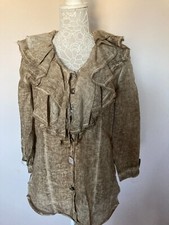 Elisa Cavaletti Linen Blouse Size M Uk 12 Eur 38