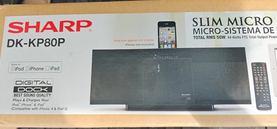 Sharp DK-KP80P SLIM MICRO SYSTEM WITH DOCKING SLOT, Mini Audio System Sealed - Image 3 of 4