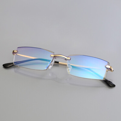 Frameless Diamond edge cutting Reading glasses Anti blue light Presbyopic glasse