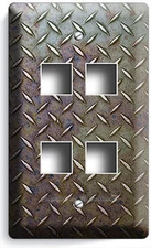 RUSTED INDUSTRIAL DIAMOND METAL STYLE LIGHT SWITCH OUTLET WALL PLATES ROOM DECOR