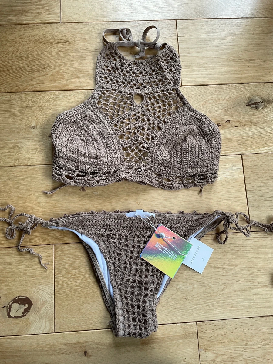 High neck crochet shop bikini top