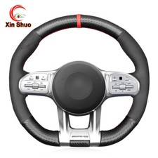 Steering Wheel Cover for Mercedes Benz AMG GT C190 R190 Black Matte Carbon Fiber
