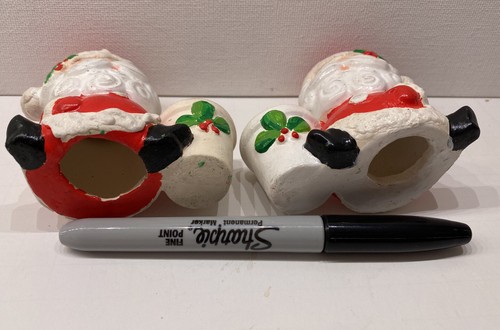 Coppia portacandele conici Babbo Natale in ceramica vintage alti 3,5” dipinti a mano - Foto 5 di 5