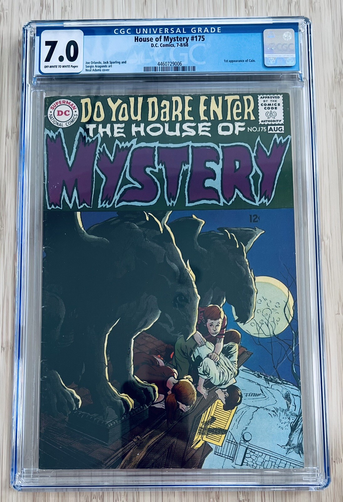 House Of Mystery #175 . CGC 7.0 . DC Comics 1968 . 1st Cain Sandman Neal Adam’s