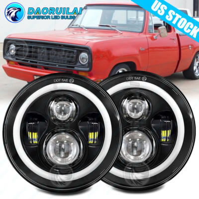 7inch Black LED Headlights Hi Lo Beam DRL Fit for Dodge D100 D200 D300 Colt Dart