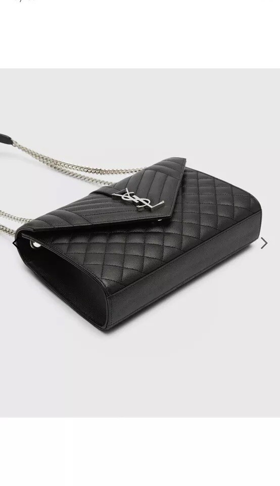 SAINT LAURENT YSL Borsa a tracolla nera e argento