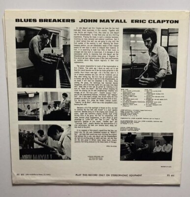 JOHN MAYALL BLUES BREAKERS w/ ERIC CLAPTON” Vinyl LP London