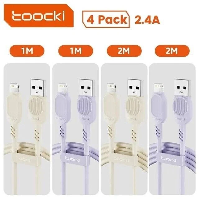 Toocki 4Pack 2.4A USB Cable For iPhone 14 13 12 11 Pro Max Mini Xs Xr X8 iPad Ma - Image 3 of 4