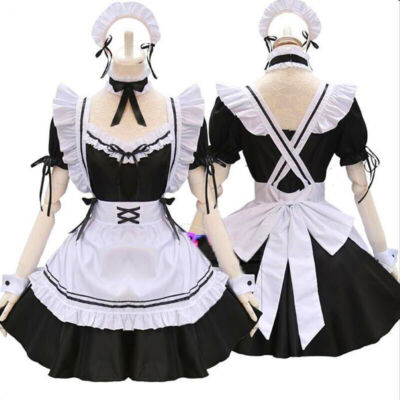 Anime French Maid Costume Apron Lolita Fancy Dress Cosplay Furry