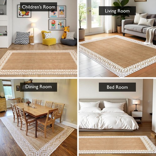 voyzz home Natural Jute Braided Area Rug, 5X8-feet Rectangular Printed Jute R... - Picture 4 of 9