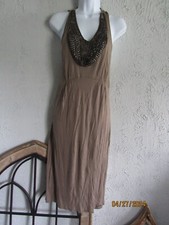 Guess nwt sz S mocha viscose tank dress w/brass beaded charm necklace unique